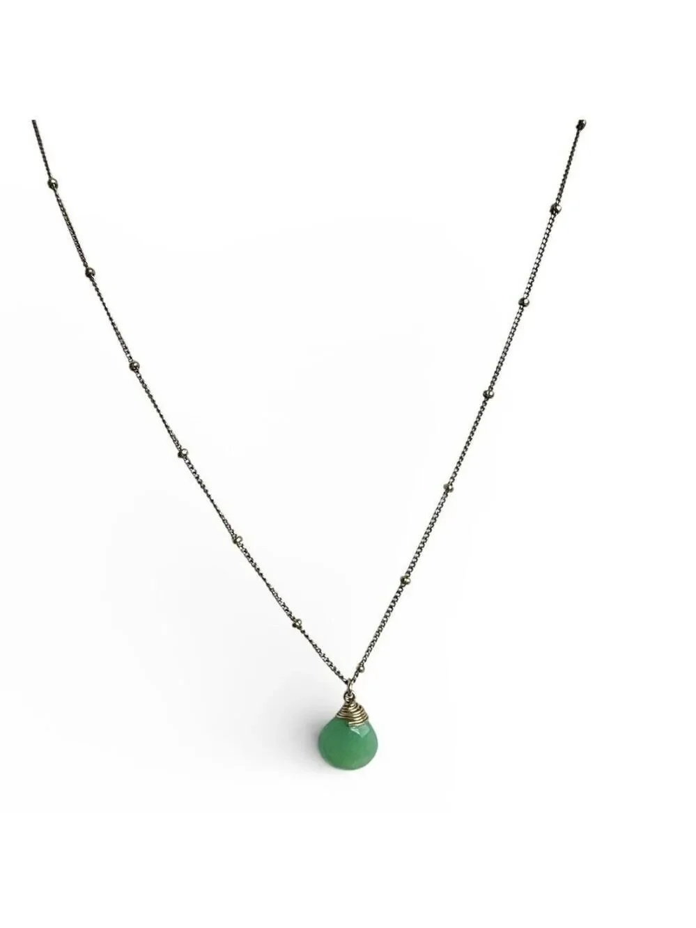 Lotus Jewelry Studio Green Chalcedony Pendant Necklace 925 Gold Filled